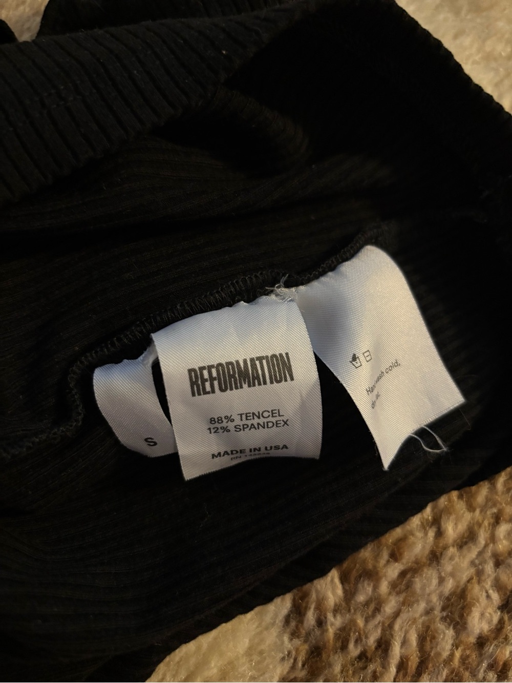 Reformation Black Cropped Ribbed Baby Tee - Picture 6 of 6